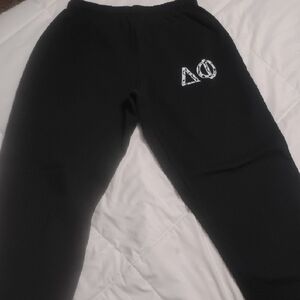 Gildan Black Kids Sweatpants with White Greek Letter Accent